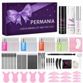 PERMANIA lash and brow lift and tint kit displayed with the gift box, tint products, lifting glue, sachets, silicone pads, brushes and applicators.