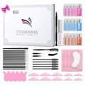 PERMANIA eyelash lifting kit displayed with the storage box, lifting glue, sachets, tools, eye patches and silicone lift pads on a white background.