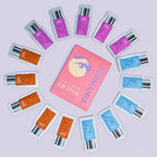 PERMANIA lash and brow lifting box surrounded by individual perming, setting and essence lotion sachets.
