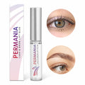PERMANIA 7 ml lash and brow lift glue bottle with its product box and close-up examples of lifted lashes and laminated brows on a white background.