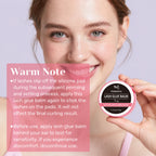 Model holding PERMANIA lash glue balm beside safety and application notes for lash lift use.