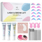PERMANIA lash and brow lift kit with rose-scented glue balm, three lotions, shields and tools.